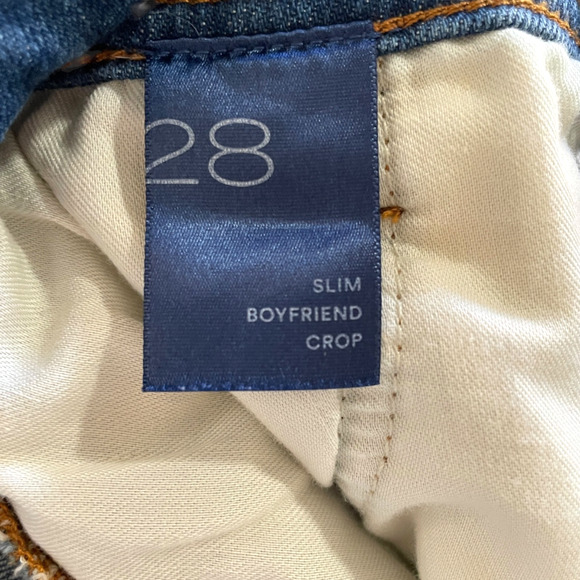 PILCRO Anthropologie Size 28 Slim Boyfriend Crop Embroidered Stripe Blue Jeans - Picture 6 of 12